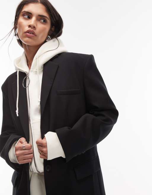 ASOS DESIGN - Mannelijke elegante lange blazer met schoudervullingen in zwart, 3 van 4
