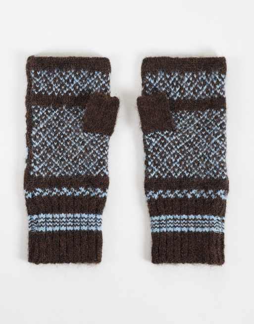 ASOS DESIGN manoplas sin dedos de punto con estampado nórdico, 3 de 3