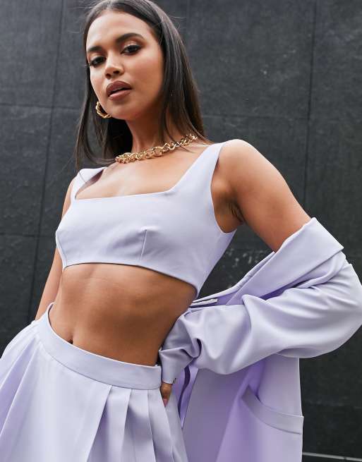 ASOS DESIGN mansy crop top two piece in lilac