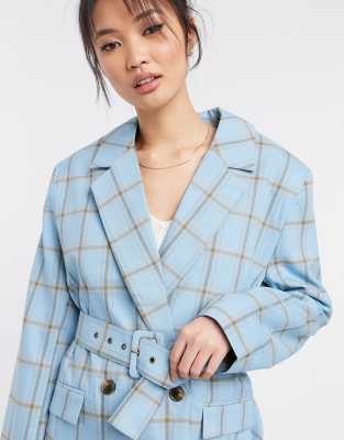 asos blue check suit