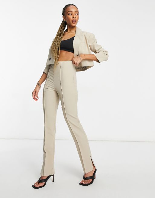 ASOS DESIGN mansy suit skinny side slit pants in camel