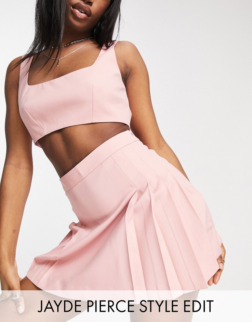 ASOS DESIGN mansy suit skirt in pink