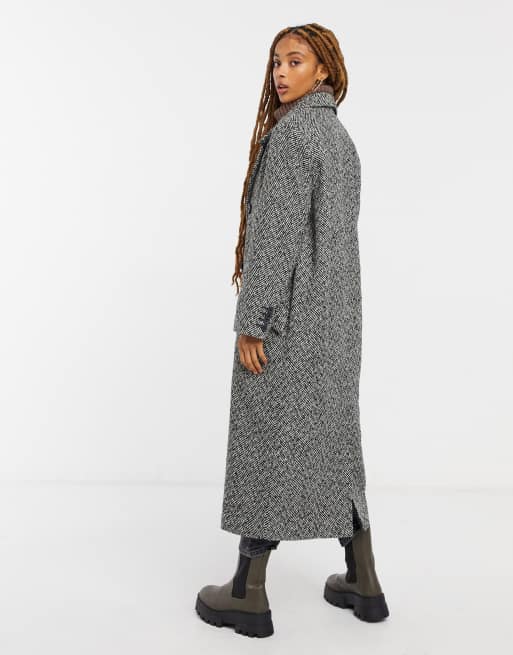 ASOS DESIGN - Manteau à chevrons coupe dad - Noir et blanc, 2 de 4