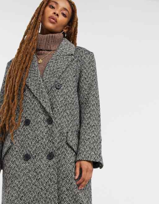 ASOS DESIGN - Manteau à chevrons coupe dad - Noir et blanc, 3 de 4