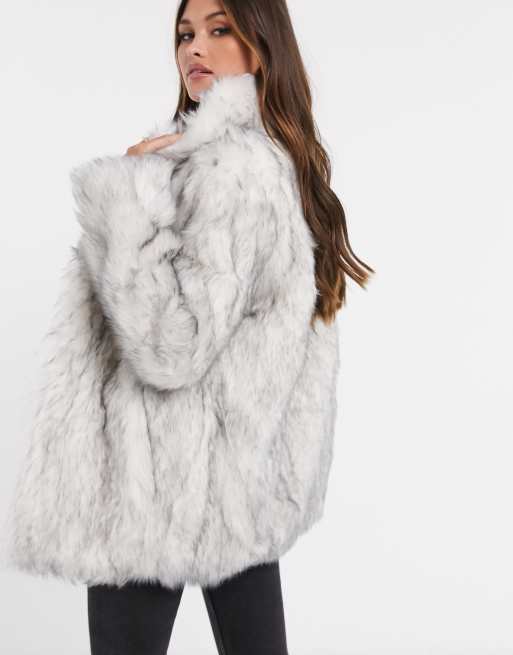 ASOS DESIGN Manteau col montant en fausse fourrure Blanc ASOS