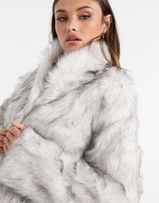 ASOS DESIGN Manteau col montant en fausse fourrure Blanc ASOS