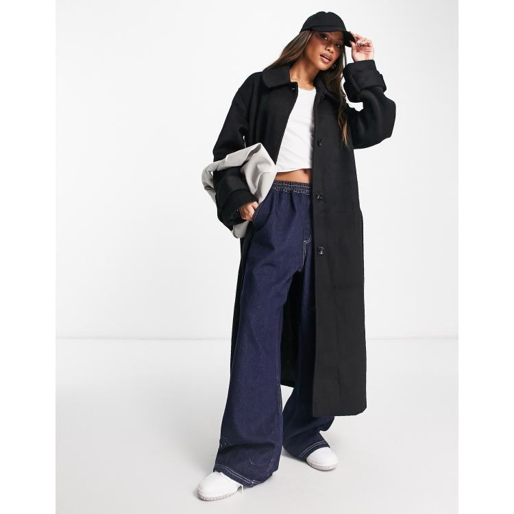 ASOS DESIGN Petite - Manteau boyfriend habillé brossé en laine mélangée -  Champignon