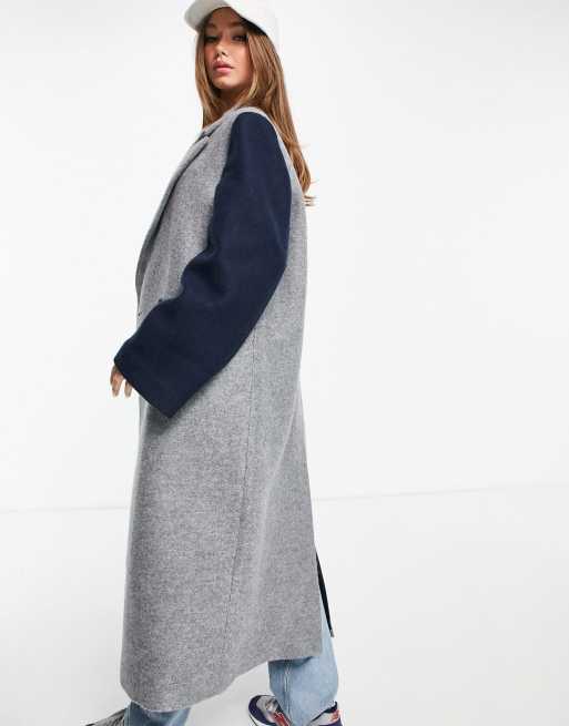 ASOS DESIGN - Manteau coupe dad avec manches contrastantes style universitaire - Gris, 2 de 4