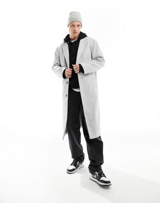 ASOS DESIGN relaxed wool look overcoat in light grey - ASOS Price Checker