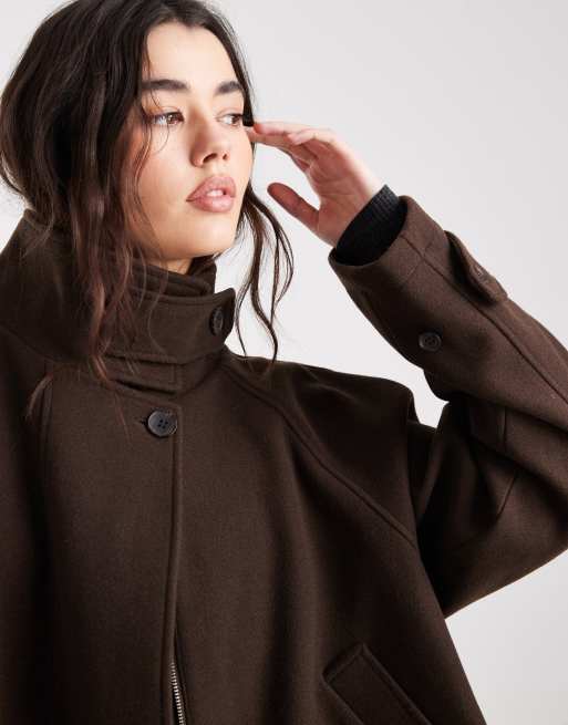 ASOS DESIGN - Manteau court habillé façon cape - Marron, 2 de 4