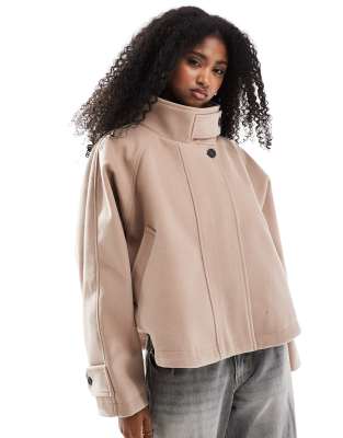 ASOS DESIGN - Manteau court habillé façon cape - Vieux rose