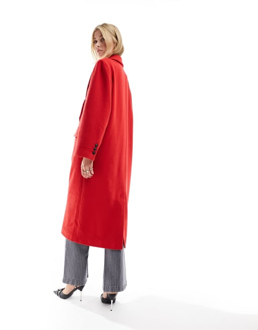ASOS DESIGN - Manteau dad en sergé et laine mélangée - Rouge, 4 de 5