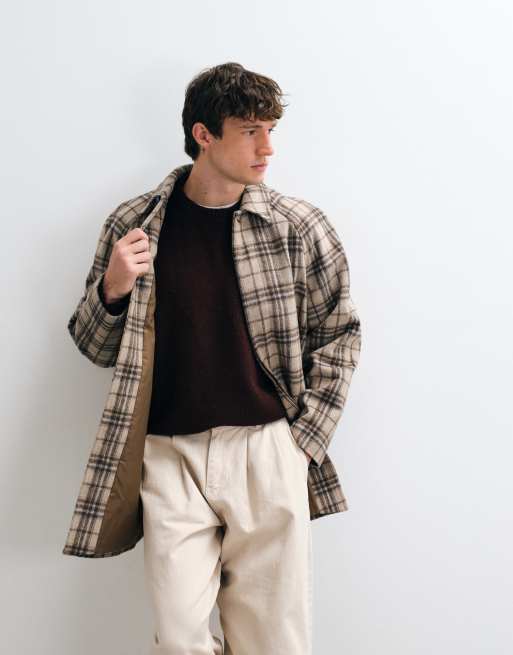 ASOS DESIGN manteau effet laine à carreaux beige, 3 de 5