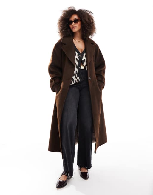 ASOS DESIGN - Manteau habillé bicolore - Champignon/marron