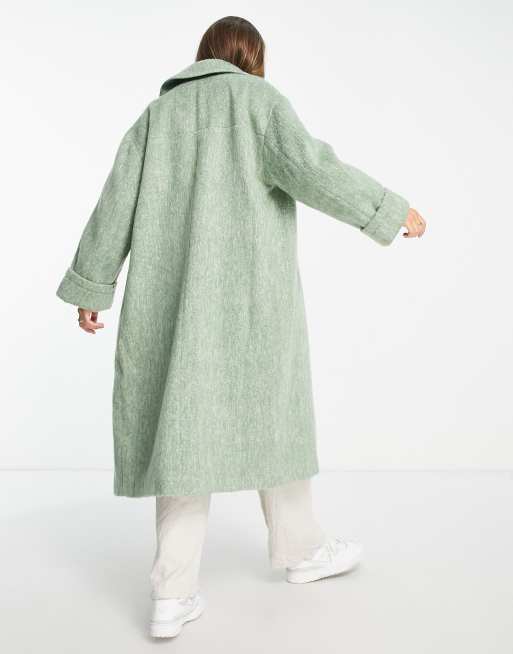 ASOS DESIGN Manteau habill bross en laine m lang e Vert pastel