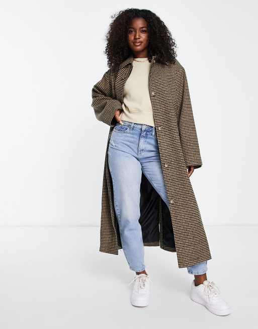 ASOS DESIGN Manteau habill coupe boyfriend carreaux en laine