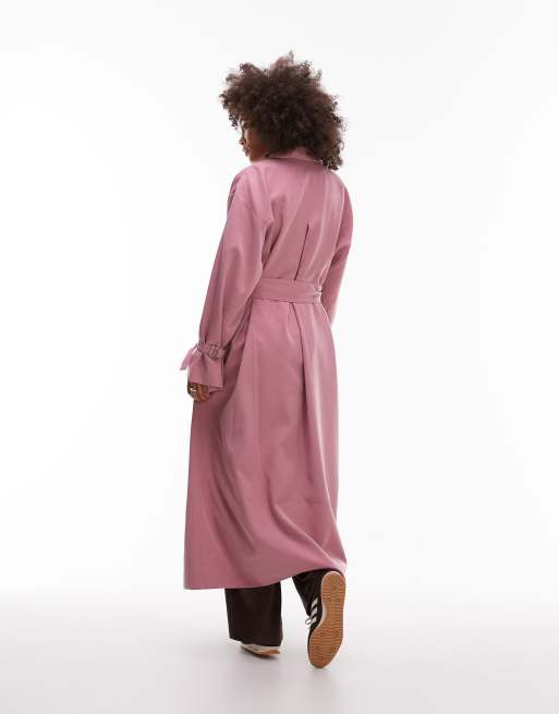 ASOS DESIGN - Manteau long à ceinture et poches style utilitaire - Vieux rose, 2 de 4