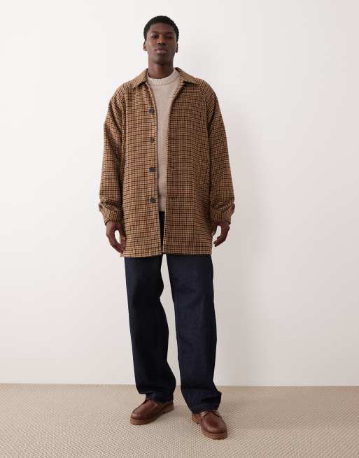 ASOS DESIGN - Manteau long aspect laine à carreaux - Marron, 2 de 5