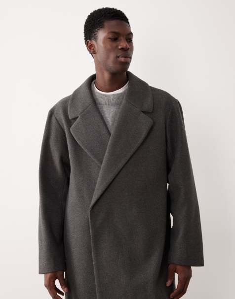 ASOS DESIGN - Manteau long aspect laine - Gris - view 1