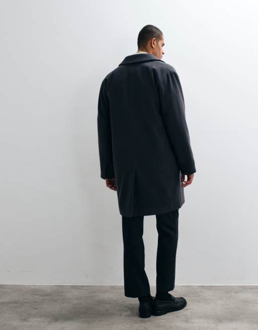 ASOS DESIGN - Manteau long aspect laine - Gris, 2 de 5