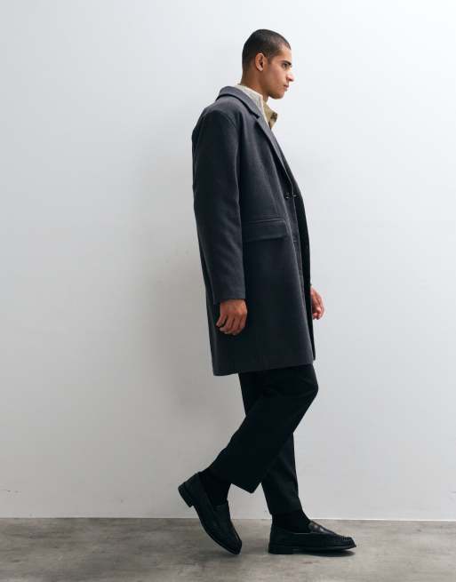 ASOS DESIGN - Manteau long aspect laine - Gris, 4 de 5