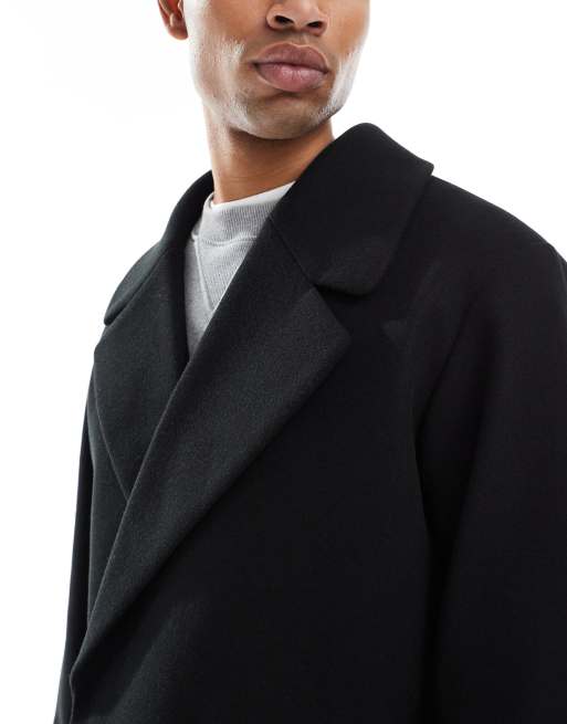 ASOS DESIGN - Manteau long aspect laine - Noir, 3 de 4