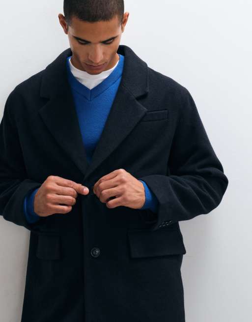ASOS DESIGN - Manteau long aspect laine - Noir, 3 de 5