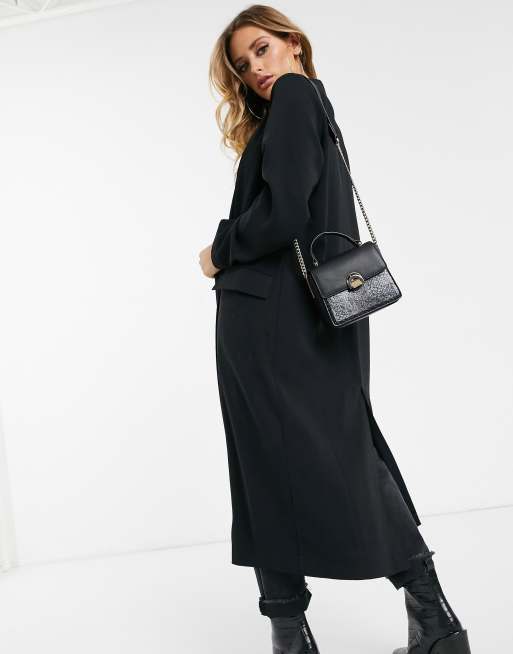 manteau long droit noir