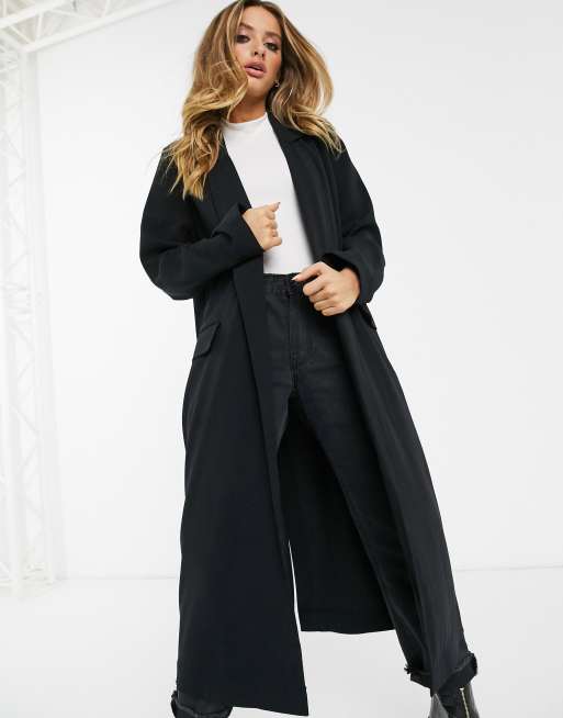 manteau long droit noir