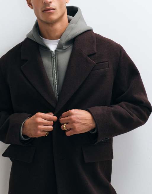 ASOS DESIGN manteau long effet laine marron, 3 de 5