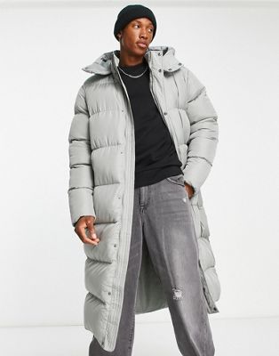 ASOS DESIGN longline puffer coat in grey - ASOS Price Checker