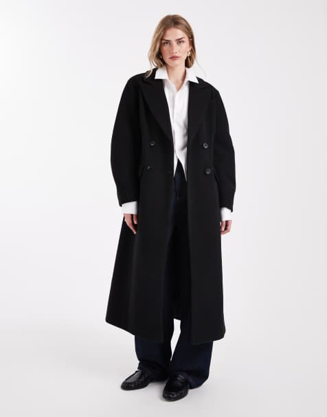 ASOS DESIGN - Manteau long habillé effet sculptant - Noir - view 1