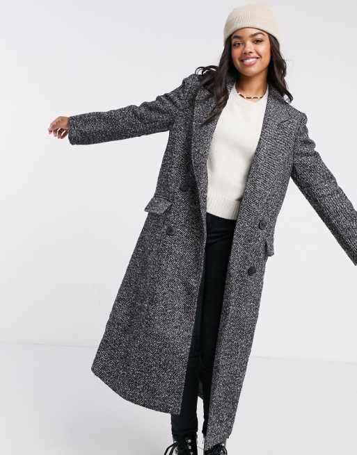 manteau long femme noir et blanc