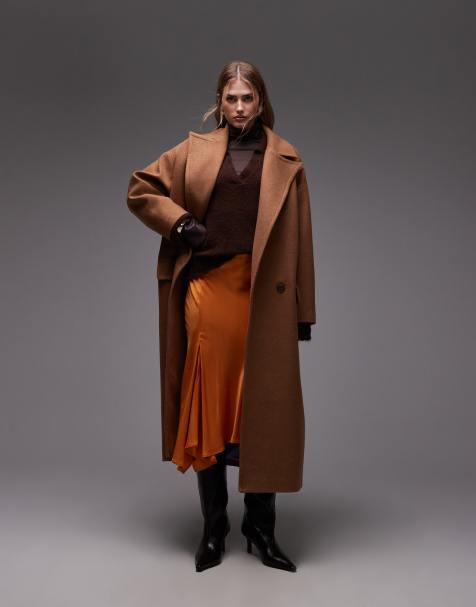 ASOS DESIGN - Manteau long oversize à manches cocon en laine mélangée - Camel - view 1