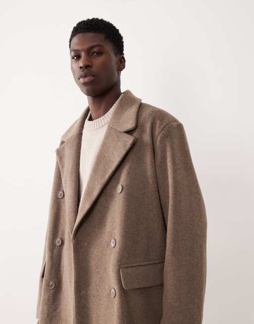 ASOS DESIGN Manteau long oversize aspect laine Taupe ASOS - Main Image