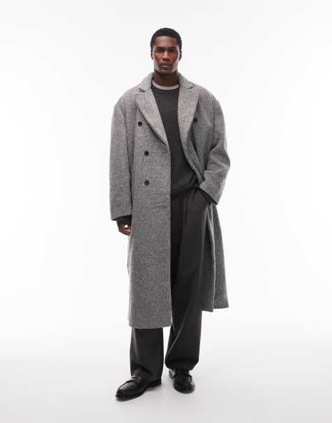 ASOS DESIGN - Manteau long oversize en maille bouclée aspect laine - Gris - view 1