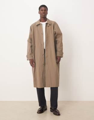 ASOS DESIGN - Manteau oversize à carreaux - Marron-Brown