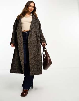 ASOS DESIGN oversized chuck on coat in brown herringbone - ASOS Price Checker