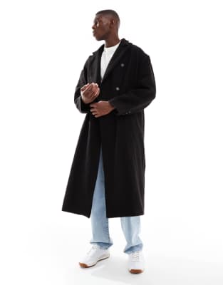 ASOS DESIGN - Manteau oversize aspect laine - Marron-Brown