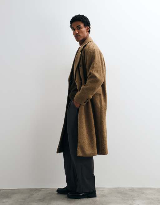 ASOS DESIGN manteau oversize effet laine marron bouclé, 4 de 5
