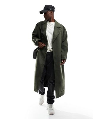 ASOS DESIGN oversized wool mix coat in green - ASOS Price Checker