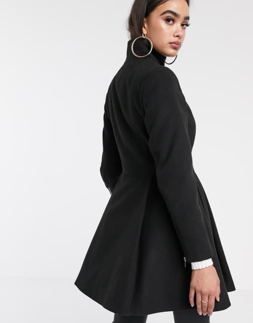 manteau trapeze noir femme