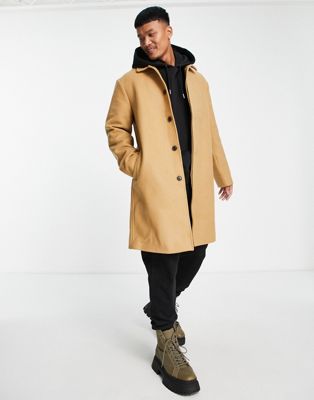 ASOS DESIGN – Mantel aus Wollmischung in Camel-Blonde