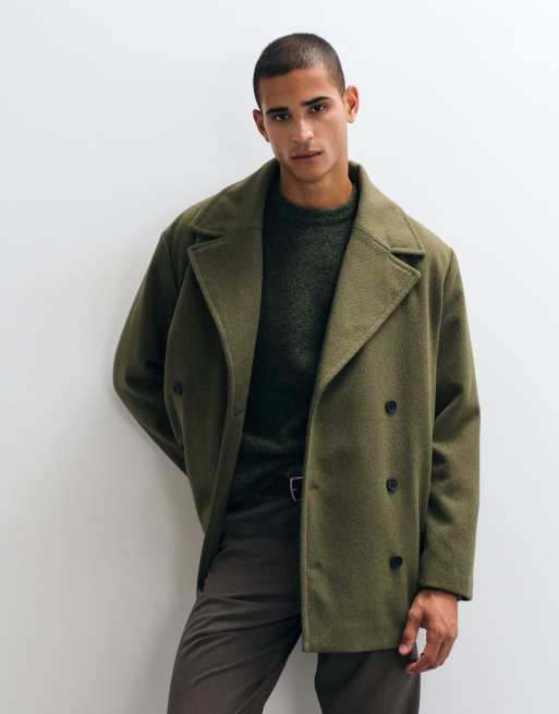 ASOS DESIGN Mantel in Khaki mit Wolloptik, 2 von 5