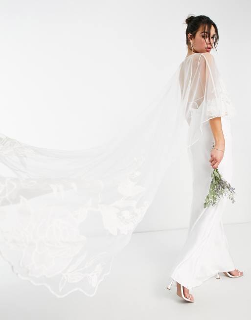 ASOS DESIGN - Mantella da sposa con applicazione a fiori