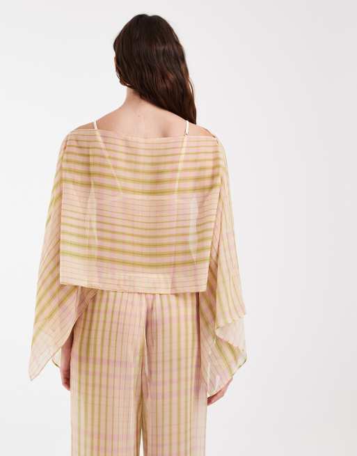 ASOS DESIGN mantella in chiffon trasparente a quadretti rosa coordinata, 4 di 4