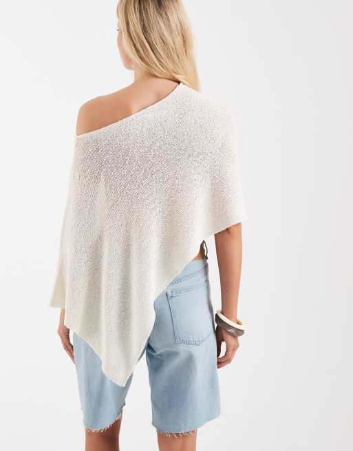 ASOS DESIGN - Mantella in maglia fiammata color crema, 4 di 4