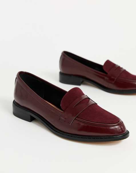 ASOS DESIGN – Mantra – Flache Loafer in Burgunderrot