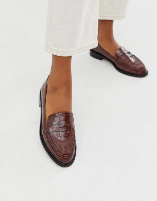 brown croc loafers