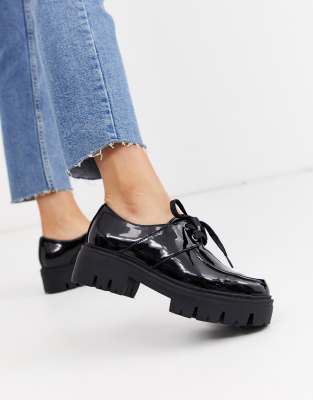 asos design militant premium chunky leather loafer flat shoes